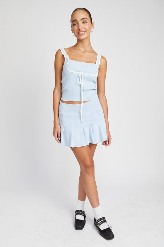 Low Waist Pleated Mini Skirt - Emory Park