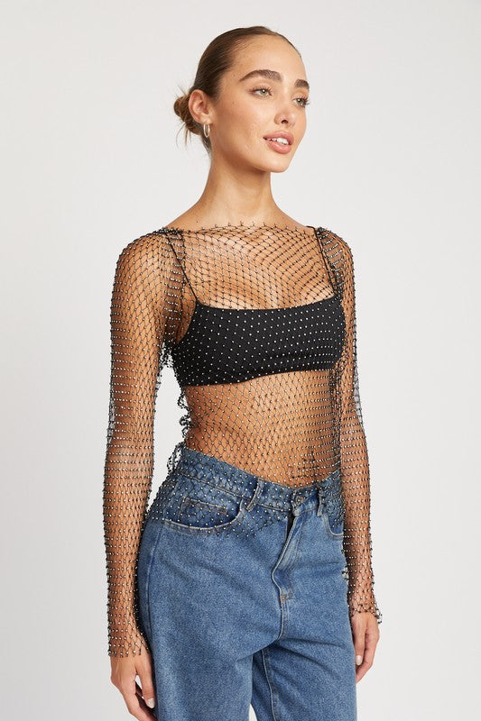 Rhinestone Net Top - Emory Park