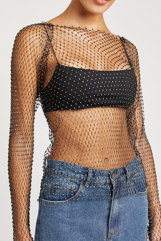 Rhinestone Net Top - Emory Park