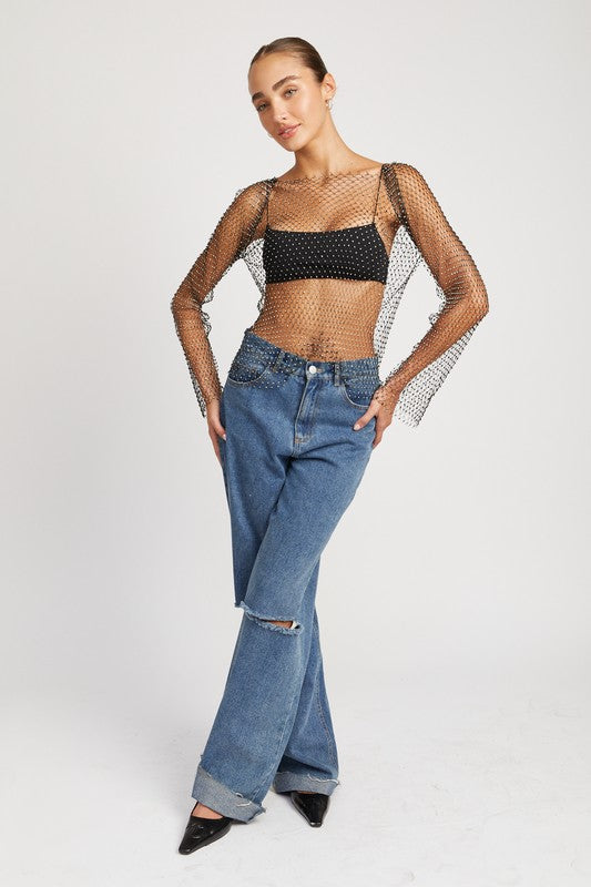 Rhinestone Net Top - Emory Park