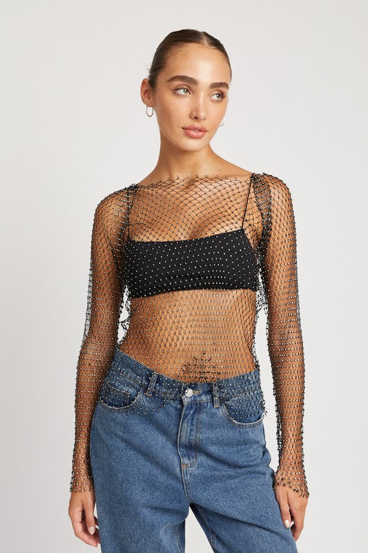 Rhinestone Net Top - Emory Park