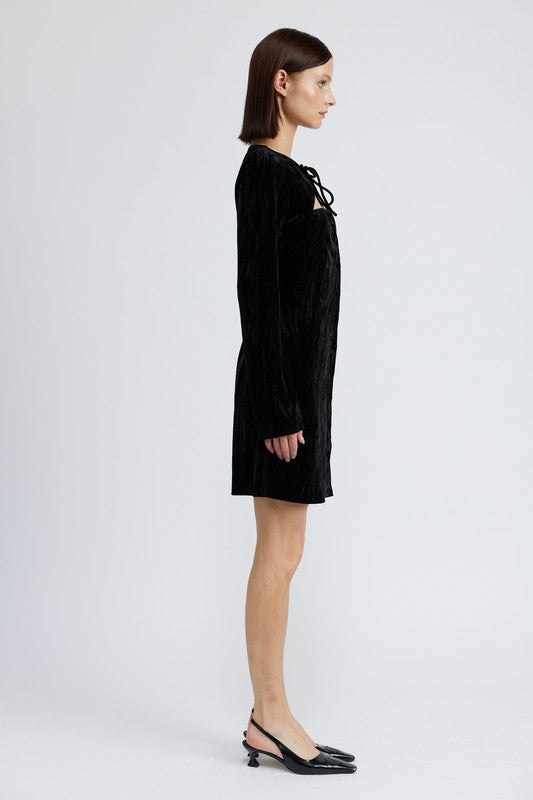 Long Sleeve Mini Suede Dress - Emory Park