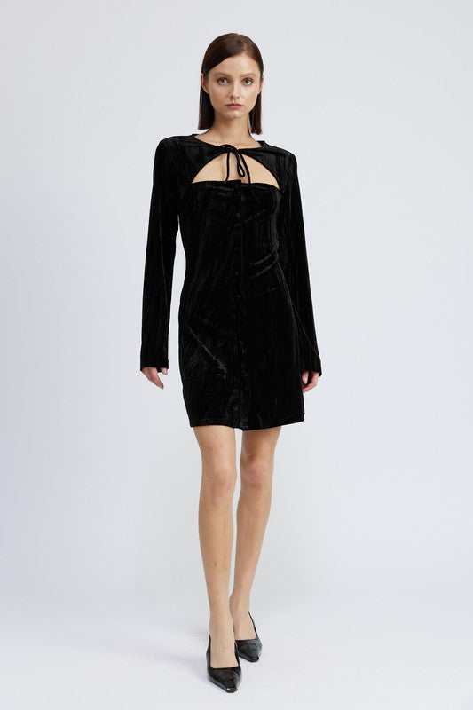 Long Sleeve Mini Suede Dress - Emory Park