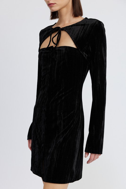 Long Sleeve Mini Suede Dress - Emory Park
