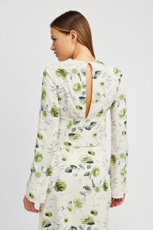Floral Blouse With Neck Tie - Emory Park