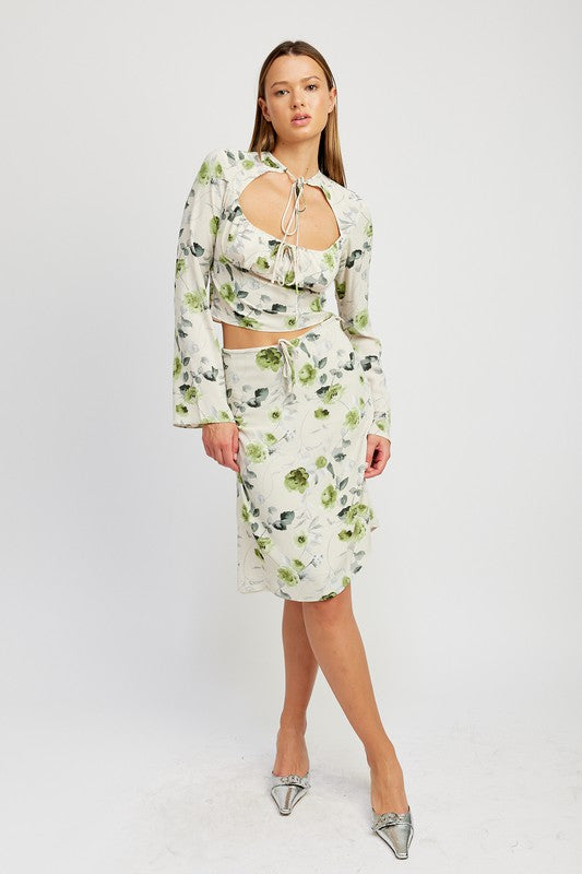 Floral Blouse With Neck Tie - Emory Park