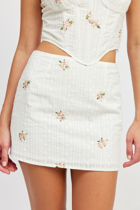 Floral Print Mini Skirt - Emory Park