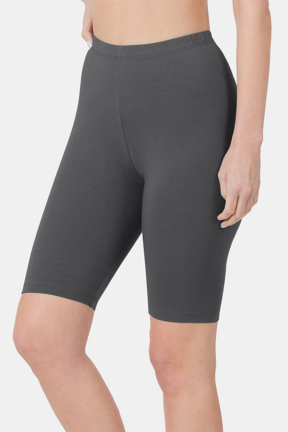 Zenana High Waist Bermuda Shorts - Ash Grey