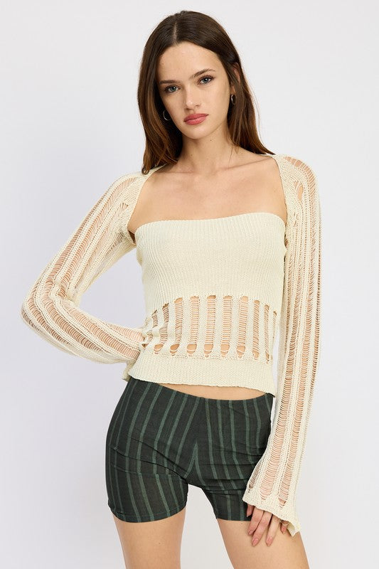 Distressed Sweater Tube Top - Emory Park