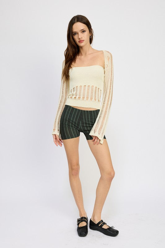 Distressed Sweater Tube Top - Emory Park