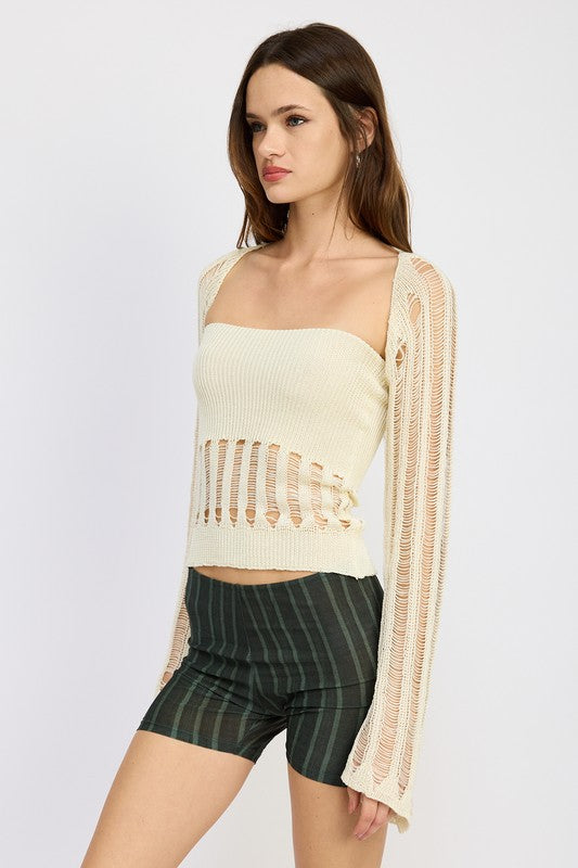 Distressed Sweater Tube Top - Emory Park