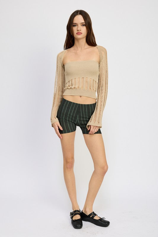Distressed Sweater Tube Top - Emory Park
