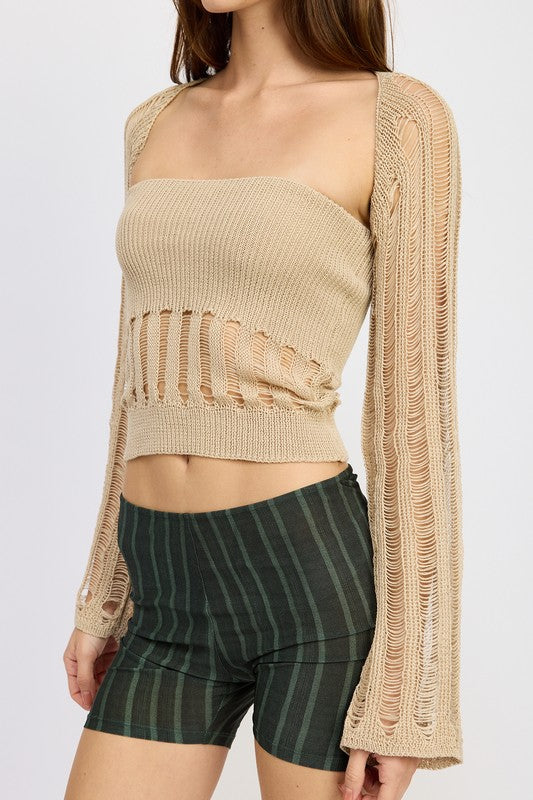 Distressed Sweater Tube Top - Emory Park