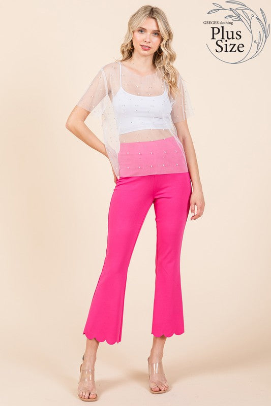 Plus Rhinestone & Pearl Mesh Top - GeeGee