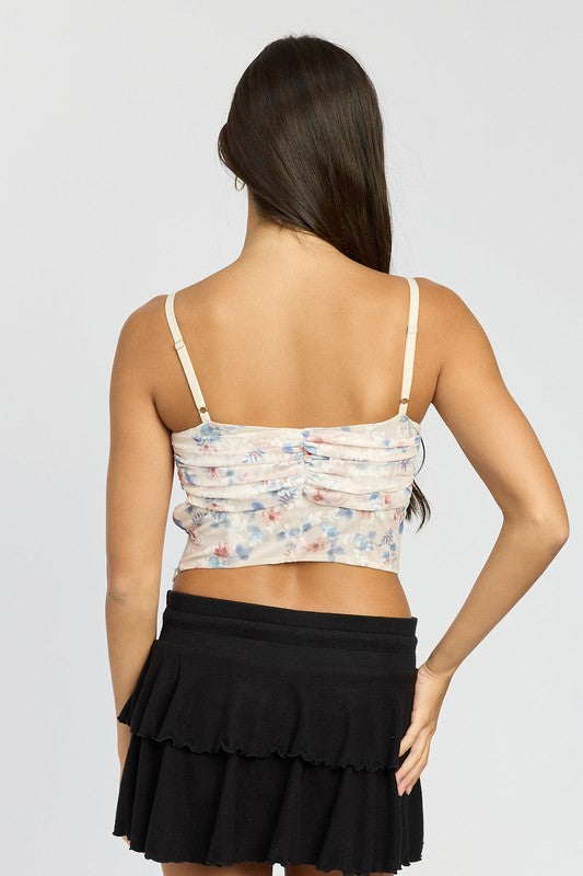 Floral Mesh Corset Top - Emory Park