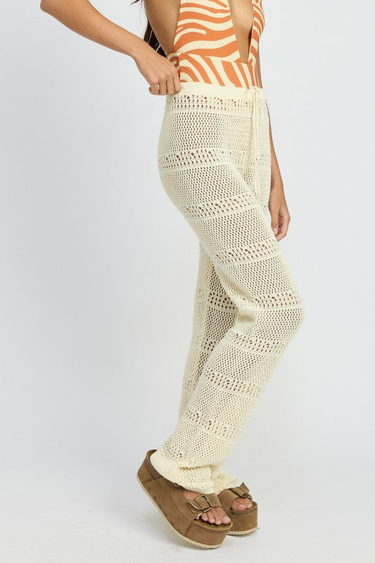 Emory Park Crochet Pants With Drawstrings