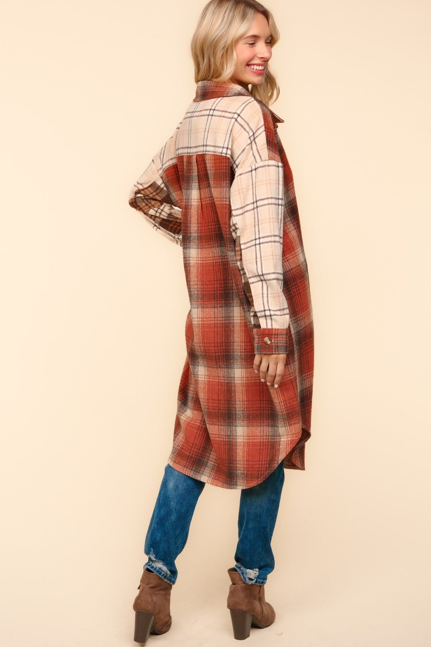 Flannel Plaid Oversized Shacket with Pockets - Haptics