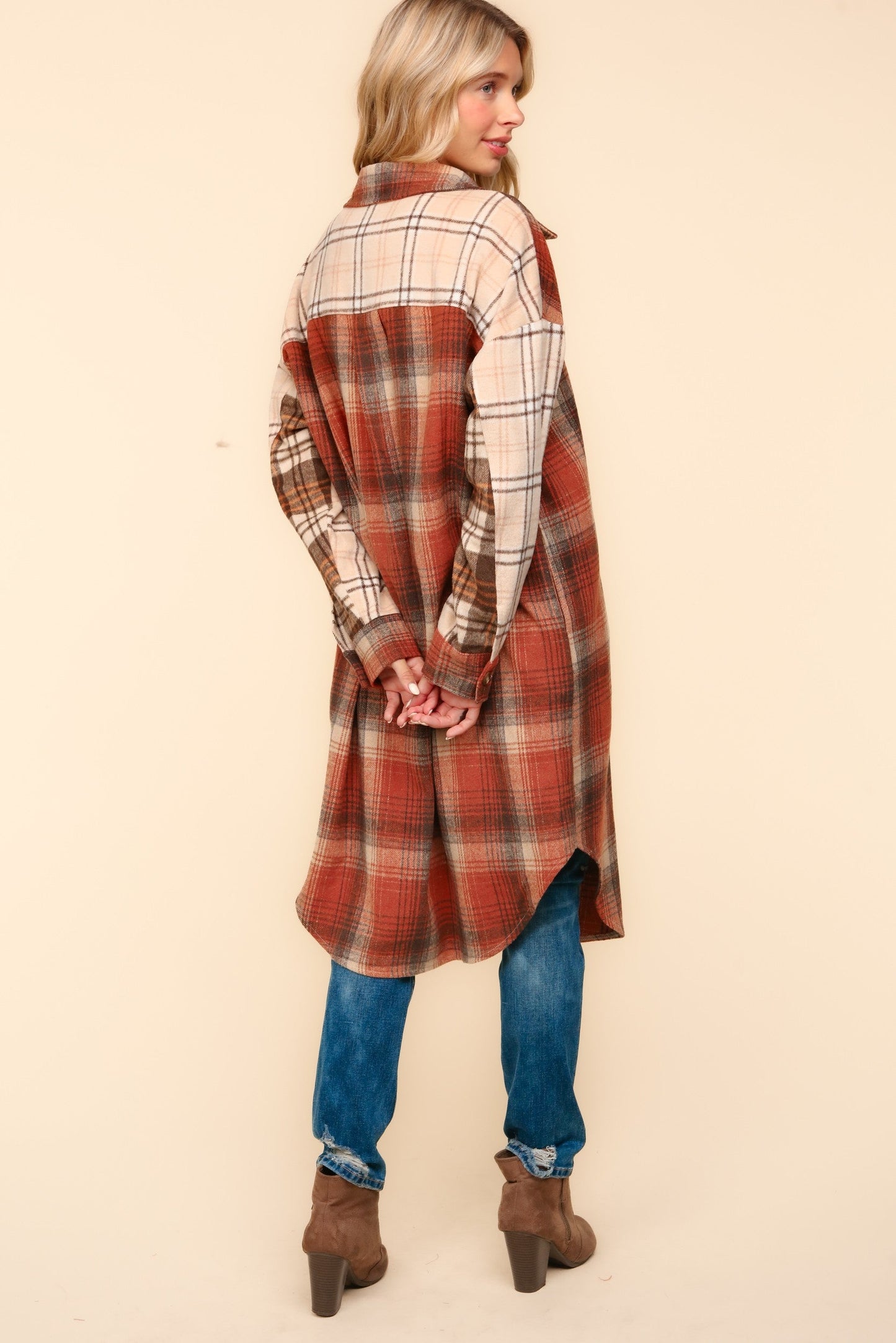 Flannel Plaid Oversized Shacket with Pockets - Haptics