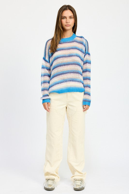 Striped Crochet Sweater Top - Emory Park
