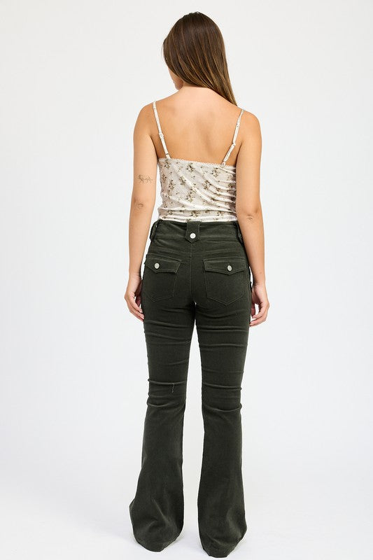 Velvet Ruched Top With Lace Detail - Emory Park