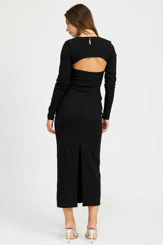 Long Sleeve Cutout Midi Dress - Emory Park