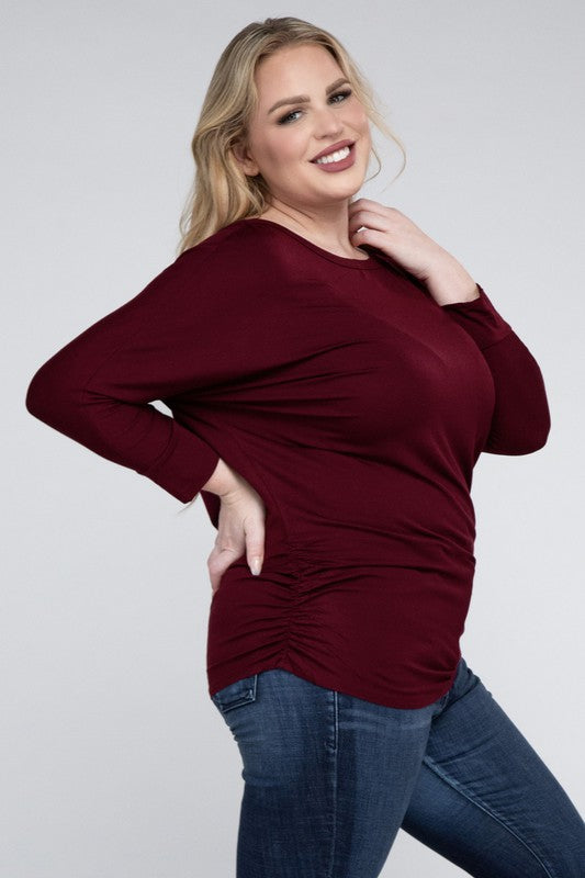 Plus Luxe Rayon Boat Neck 3/4 Sleeve Top - Zenana