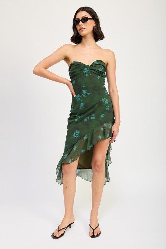 Asymmetrical Ruffle Tube Maxi Dress - Emory Park