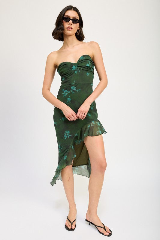 Asymmetrical Ruffle Tube Maxi Dress - Emory Park
