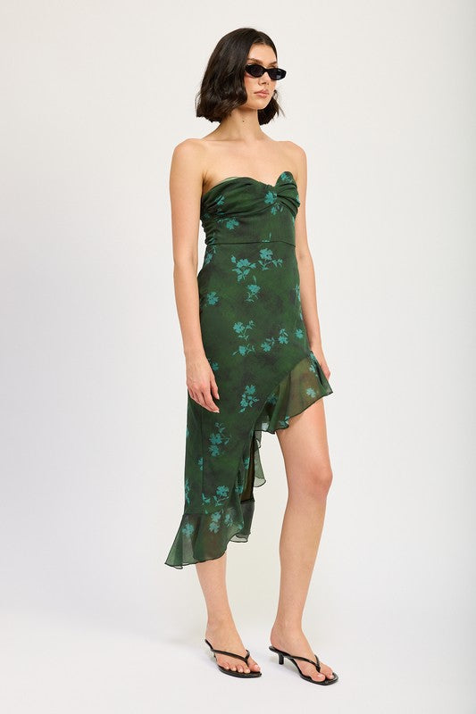 Asymmetrical Ruffle Tube Maxi Dress - Emory Park