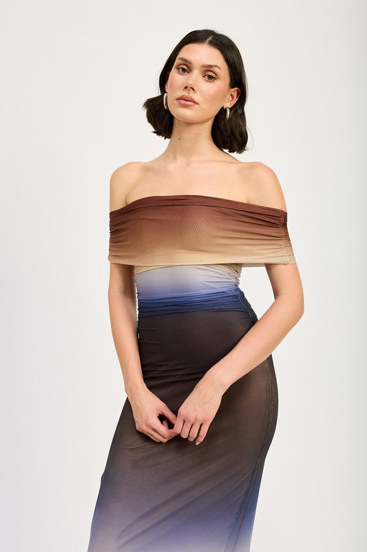Off Shoulder Ombre Midi Dress - Emory Park