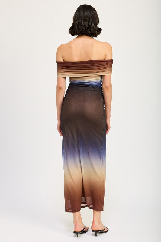 Off Shoulder Ombre Midi Dress - Emory Park