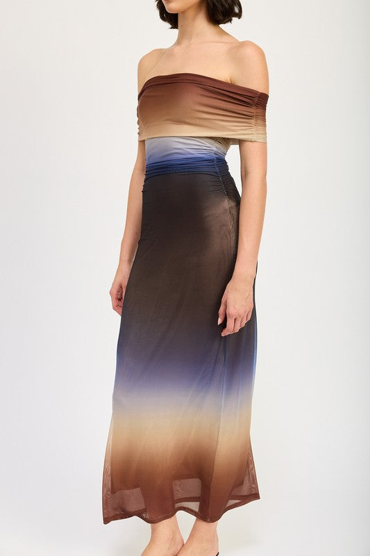 Off Shoulder Ombre Midi Dress - Emory Park
