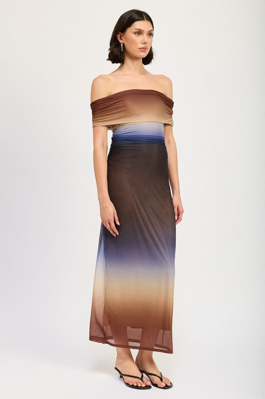 Off Shoulder Ombre Midi Dress - Emory Park