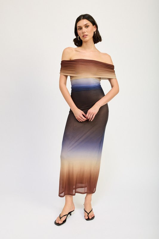 Off Shoulder Ombre Midi Dress - Emory Park