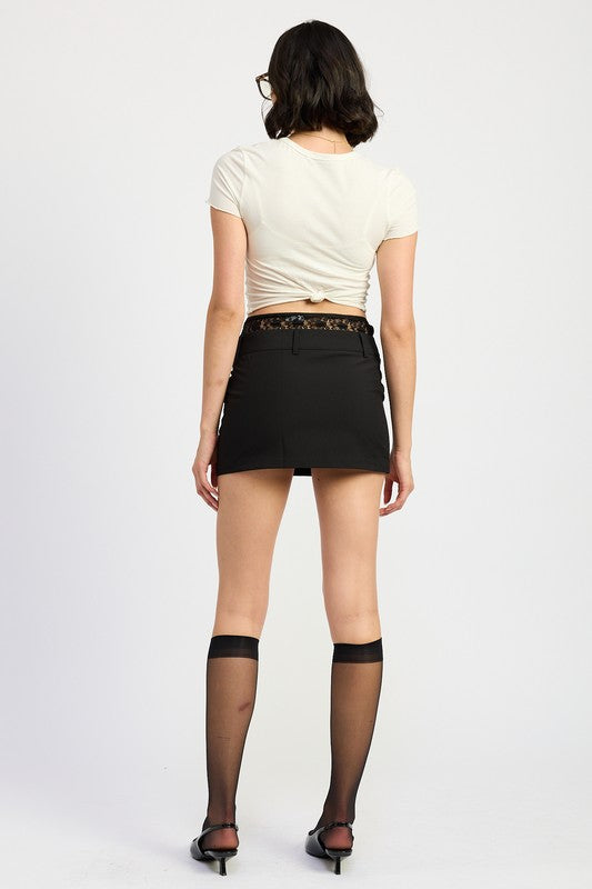 Peekaboo Lace Trim Mini Skirt - Emory Park