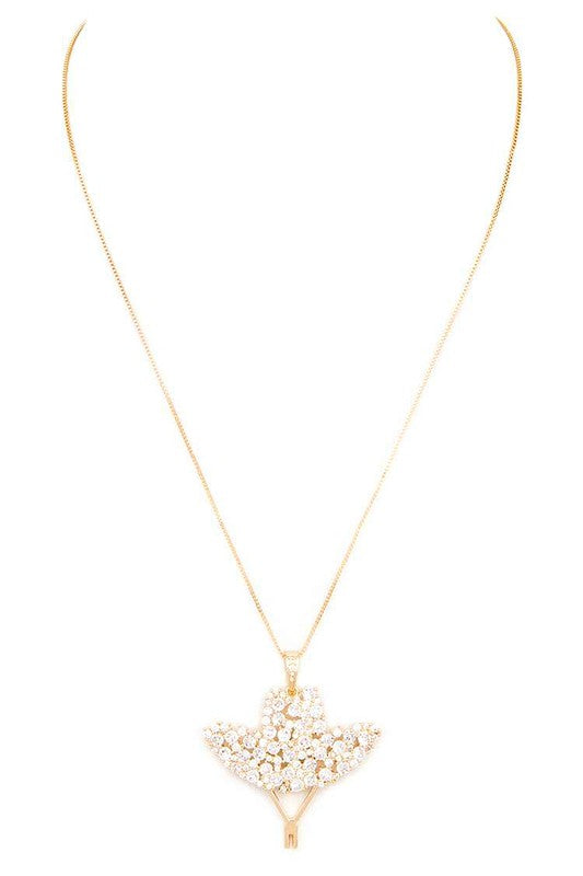 Cubic Zirconia Cowboy Hat Pendant Necklace