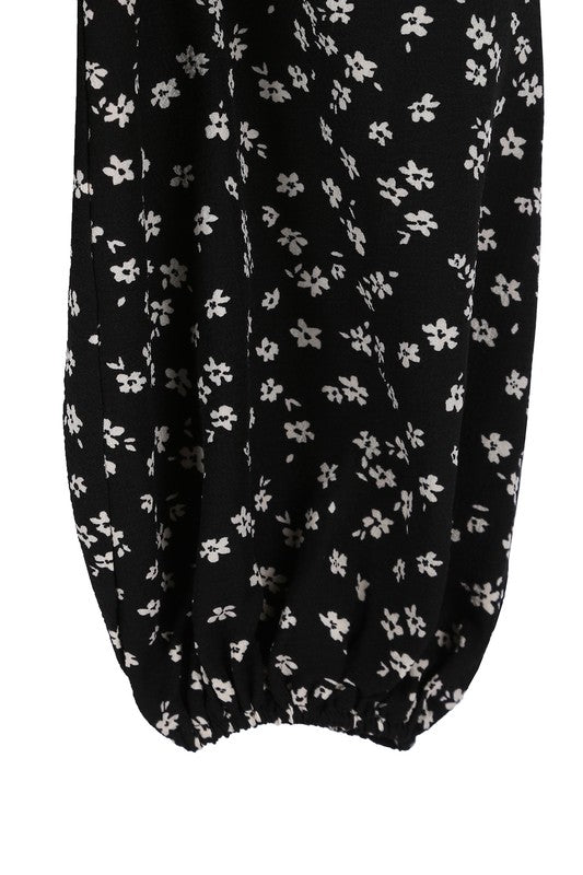 Ruched Floral Print Crop Top With Puff Sleeves - Lilou
