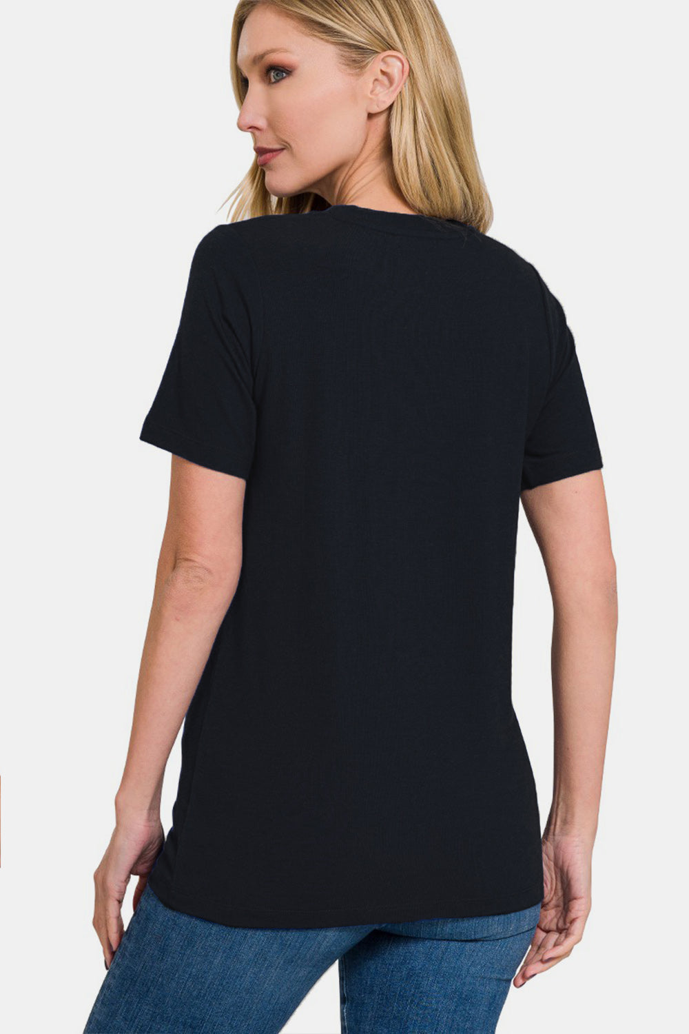 Zenana Full Size Crew Neck Short Sleeve T-Shirt - Black