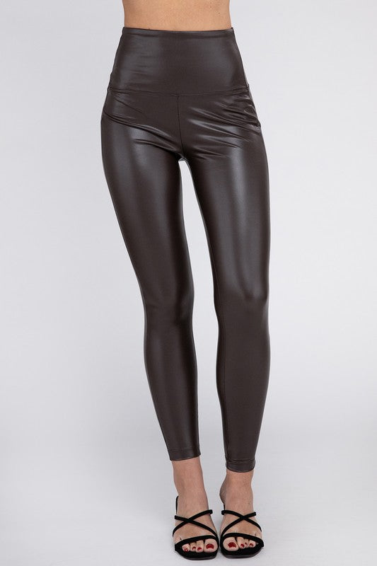 High Rise Faux Leather Leggings - Zenana
