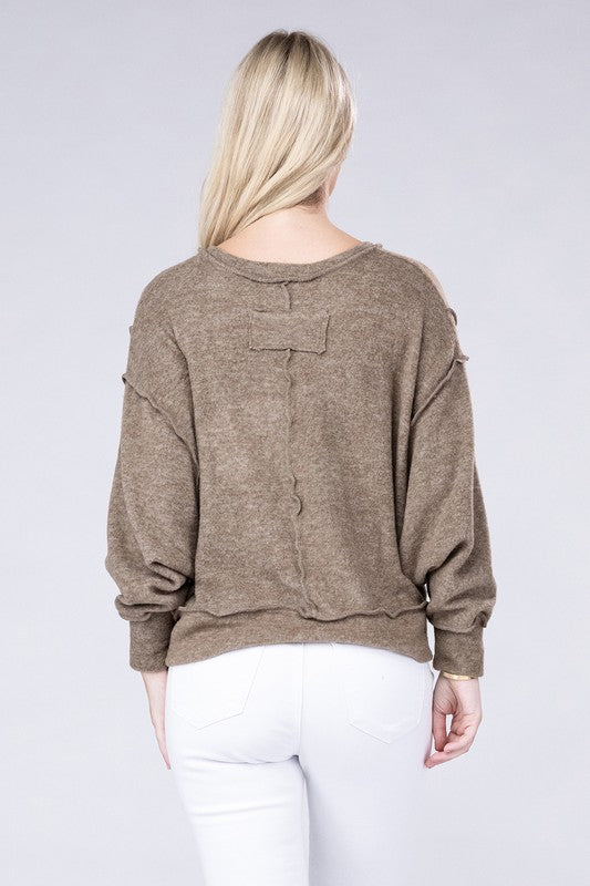 Brushed Melange Hacci Oversized Sweater - Zenana