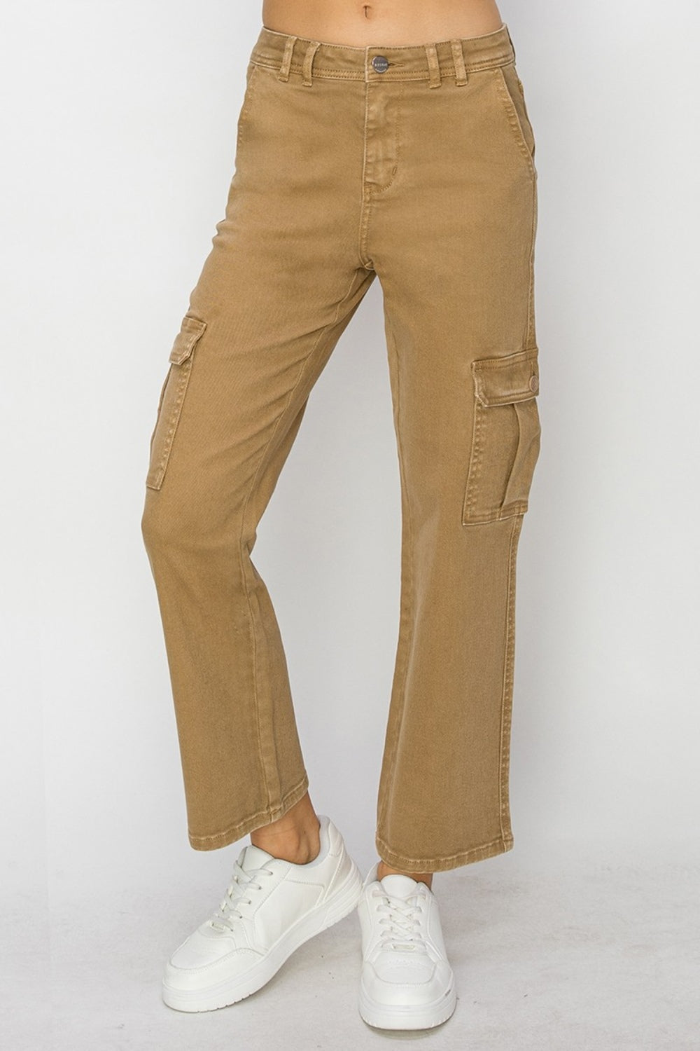 Risen Full Size High Rise Cargo Jeans - Mocha