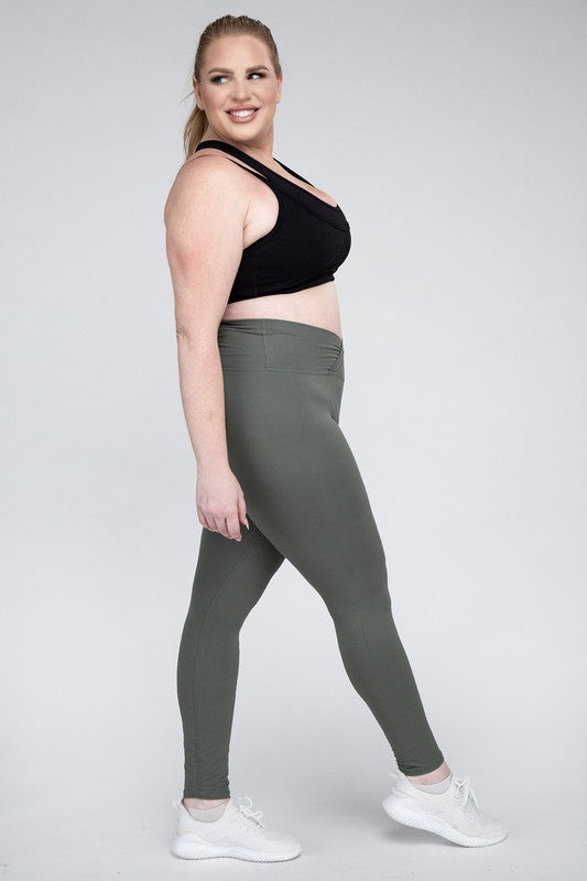 Plus Size V Waist Full Length Leggings - Rae Mode