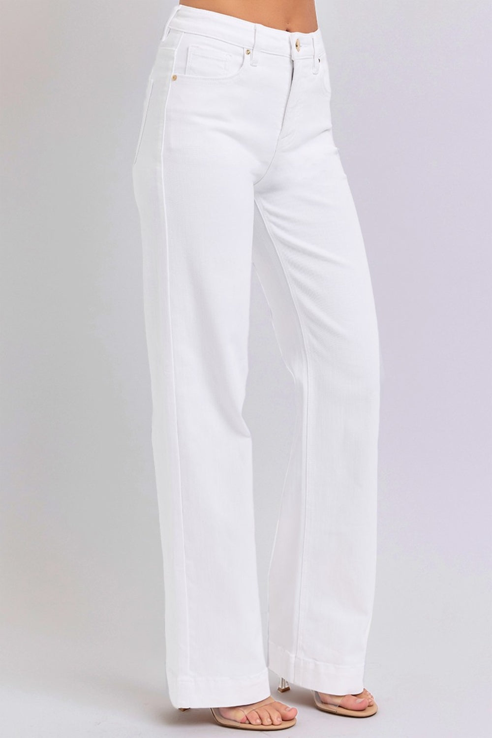 RISEN Full Size High Waist Straight Jeans - White