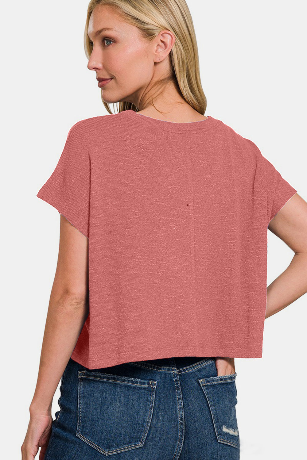 Zenana Round Neck Short Sleeve T-Shirt - Winter Rose