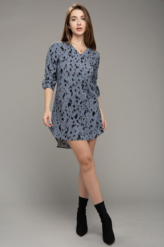 Leopard Animal Print V-Neck Dress