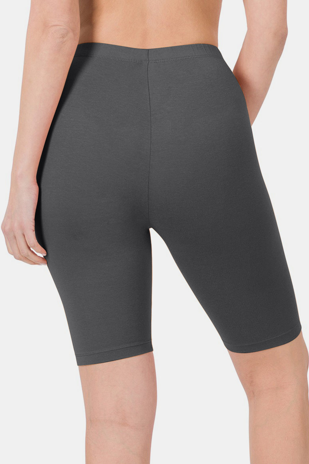 Zenana High Waist Bermuda Shorts - Ash Grey
