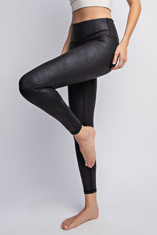 PU Chintz Full-Length Leggings - Rae Mode