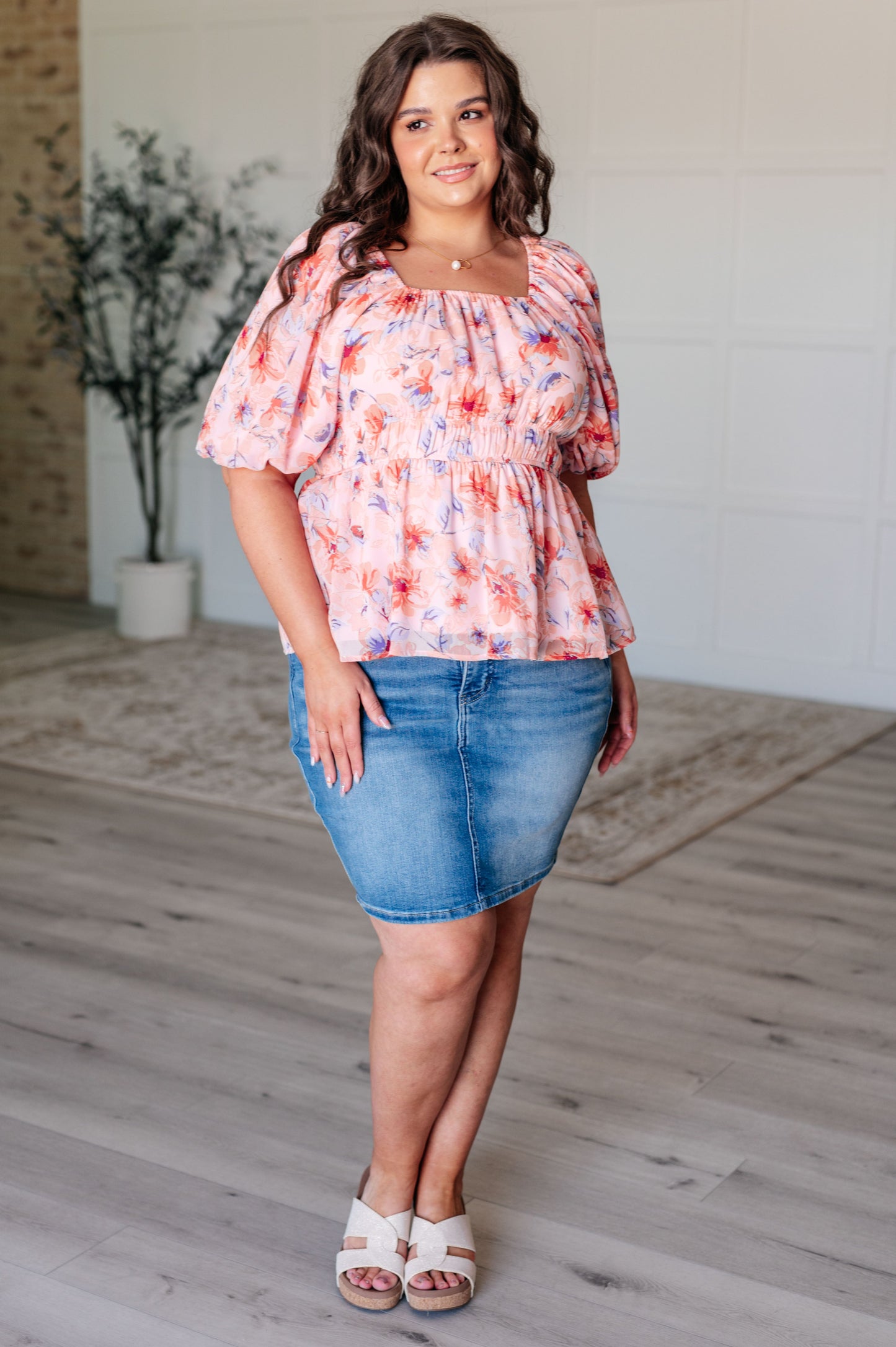 A Powerful Force Square Neck Balloon Sleeve Blouse - Polagram