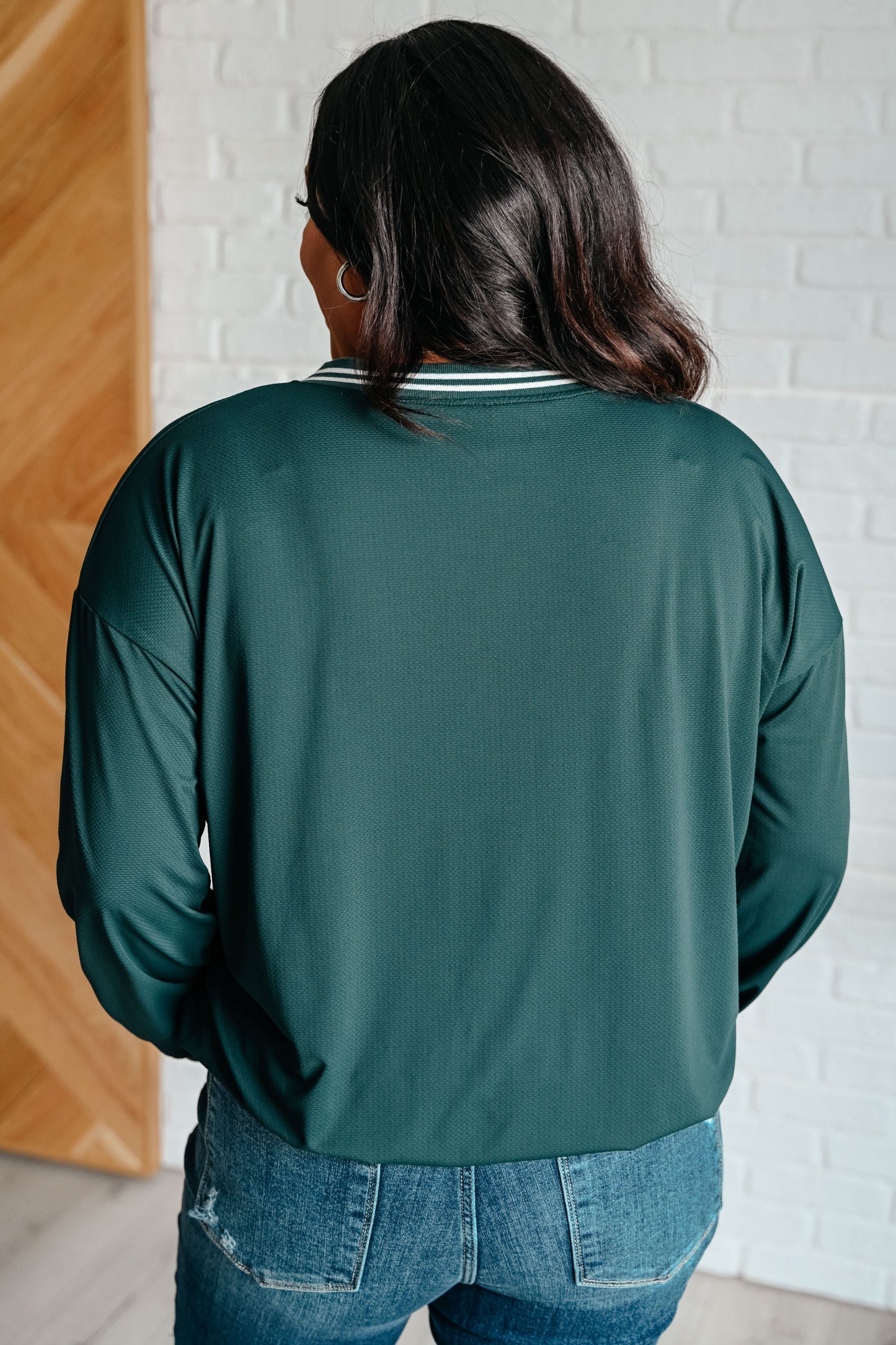 All Out Comfort V-Neck Pullover in Midnight Green - Rae Mode