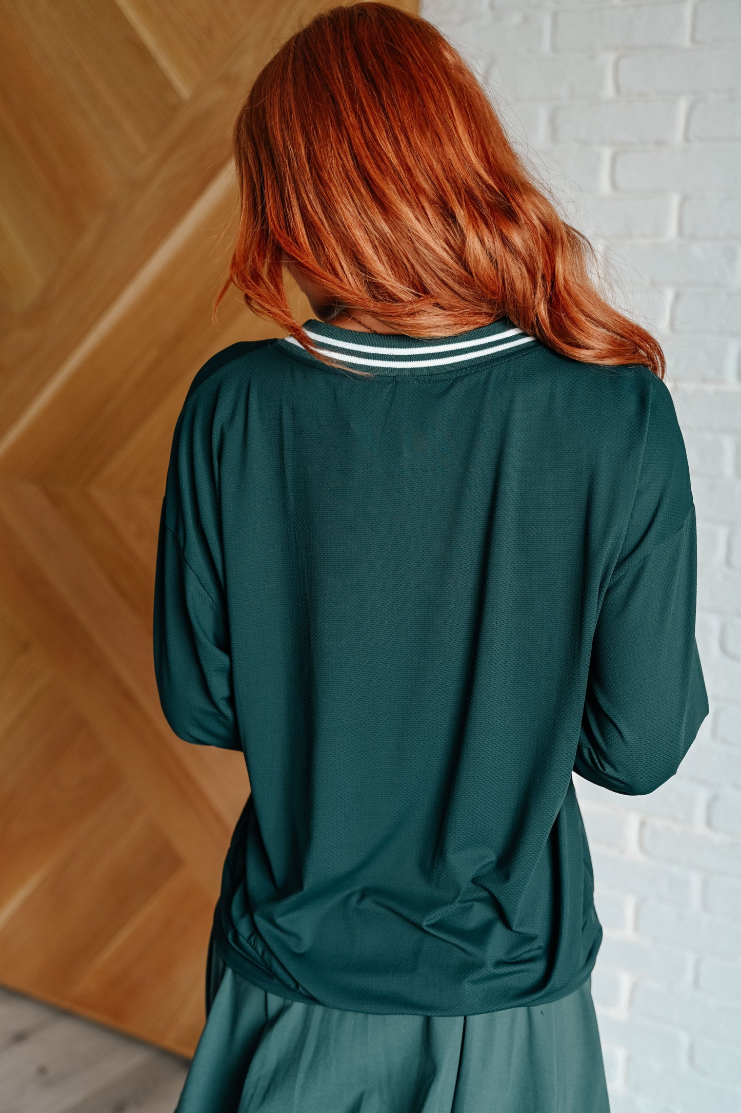 All Out Comfort V-Neck Pullover in Midnight Green - Rae Mode
